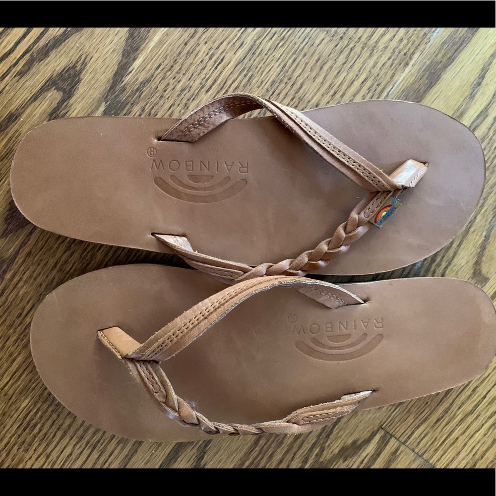 Rainbow Flirty Braidy Leather Flip Flop